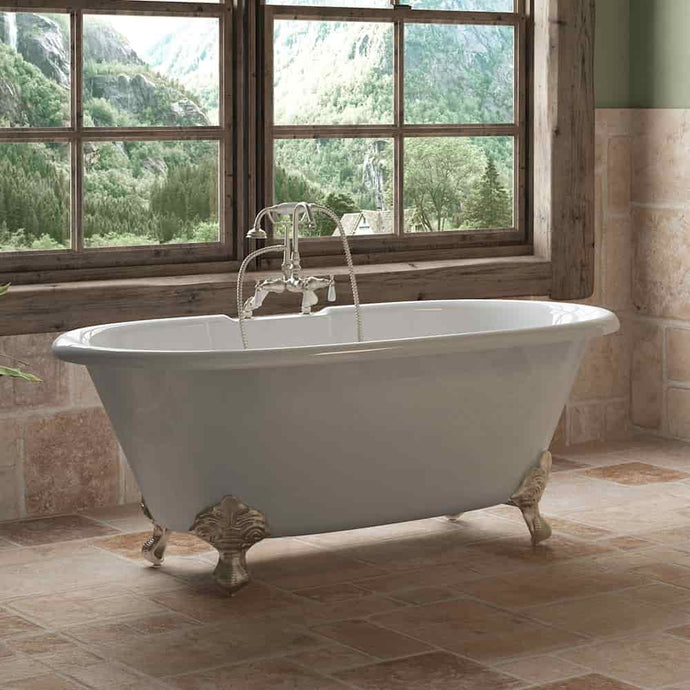 Cambridge Plumbing Cambridge Plumbing DE60-684D-PKG-7DH Cast Iron Double Ended Clawfoot Tub 60