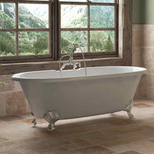 Load image into Gallery viewer, Cambridge Plumbing Cambridge Plumbing DE67-684D-PKG-7DH Cast Iron Double Ended Clawfoot Tub 67&quot; X 30&quot; with  7&quot; Deck Mount Faucet Drillings and English Telephone Style Faucet Complete Plumbing Package
