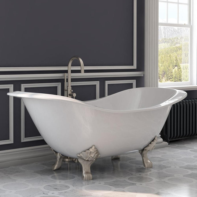 Cambridge Plumbing Cambridge Plumbing DES-150-PKG-NH Cast Iron Double Ended Slipper Tub 71