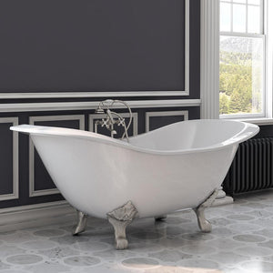 Cambridge Plumbing Cambridge Plumbing DES-463D-6-PKG-7DH Cast Iron Double Ended Slipper Tub 71" X 30" with 7" Deck Mount Faucet Drillings and British Telephone Style Faucet Complete Plumbing Package With Six Inch Deck Mount Risers