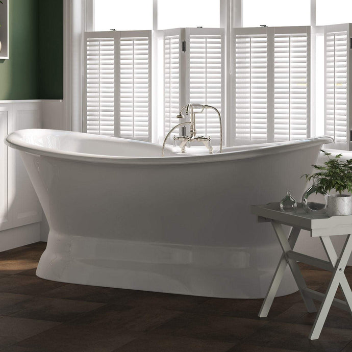 Cambridge Plumbing Cambridge Plumbing DES-PED-684D-PKG-ORB-7DH Cast Iron Double Ended Slipper Tub 71