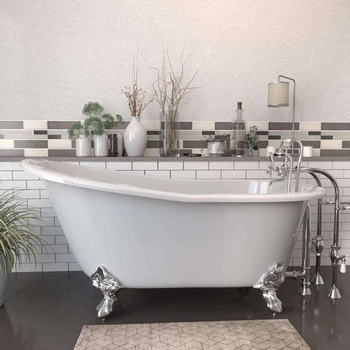 Cambridge Plumbing Cambridge Plumbing ST61-398463-PKG-NH Cast Iron Slipper Clawfoot Tub 61
