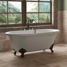 Load image into Gallery viewer, Cambridge Plumbing Oil Rubbed Bronze Cambridge Plumbing DE60-398684-PKG-NH Cast Iron Double Ended Clawfoot Tub 60&quot; X 30&quot; with no Faucet Drillings and Complete Free Standing English Telephone Style Faucet with Hand Held Shower Assembly Plumbing Package