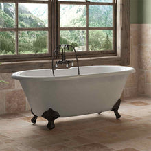 Load image into Gallery viewer, Cambridge Plumbing Oil Rubbed Bronze Cambridge Plumbing DE60-684D-PKG-7DH Cast Iron Double Ended Clawfoot Tub 60&quot; X 30&quot; with  7&quot; Deck Mount Faucet Drillings and English Telephone Style Faucet Complete Plumbing Package