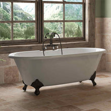 Load image into Gallery viewer, Cambridge Plumbing Oil Rubbed Bronze Cambridge Plumbing DE67-684D-PKG-7DH Cast Iron Double Ended Clawfoot Tub 67&quot; X 30&quot; with  7&quot; Deck Mount Faucet Drillings and English Telephone Style Faucet Complete Plumbing Package