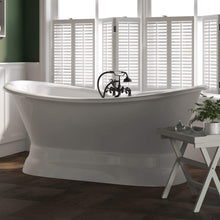 Load image into Gallery viewer, Cambridge Plumbing Oil Rubbed Bronze Cambridge Plumbing DES-PED-463D-2-PKG-7DH Cast Iron Double Ended Slipper Tub 71&quot; X 30&quot; with 7&quot; Deck Mount Faucet Drillings and Complete Plumbing Package