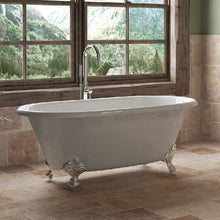 Load image into Gallery viewer, Cambridge Plumbing Polished Chrome Cambridge Plumbing DE-60-NH-BN Cast Iron Double Ended Clawfoot Tub 60&quot; X 30&quot; with No Faucet Drillings and Brushed Nickel Feet