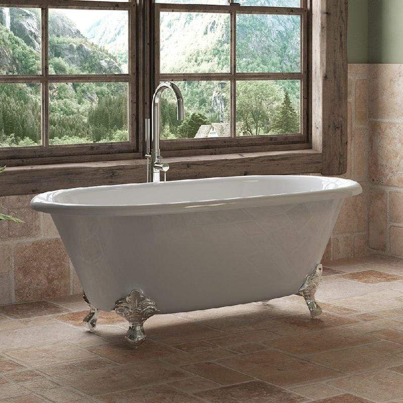 Cambridge Plumbing Polished Chrome Cambridge Plumbing DE-60-NH-BN Cast Iron Double Ended Clawfoot Tub 60