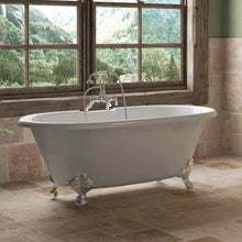 Load image into Gallery viewer, Cambridge Plumbing Polished Chrome Cambridge Plumbing DE60-684D-PKG-7DH Cast Iron Double Ended Clawfoot Tub 60&quot; X 30&quot; with  7&quot; Deck Mount Faucet Drillings and English Telephone Style Faucet Complete Plumbing Package