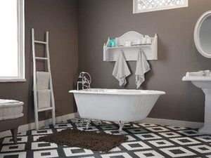 Cambridge Plumbing Polished Chrome Cambridge Plumbing RR55-NH Cast-Iron Rolled Rim Clawfoot Tub 55" X 30" with No Faucet Drillings