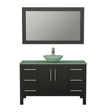 Load image into Gallery viewer, Cambridge Plumbing Vanity Brushed Nickel $1,429.00 Cambridge Plumbing 8116B 48 Inch Solid Wood Bathroom Vanity Set, Espresso Finish with Glass Countertop and Sink, Includes Faucet, Drain and Mirror