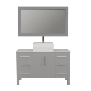 Cambridge Plumbing Vanity Brushed Nickel $1,529.00 Cambridge Plumbing 8116G 48 Inch Solid Wood Bathroom Vanity Set, Gray Finish with White Porcelain Vessel Sink, Includes Faucet, Drain and Mirror