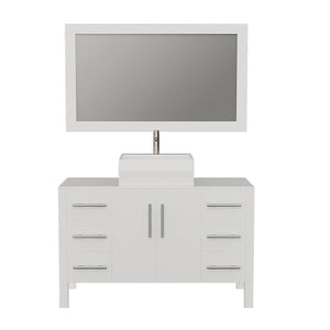 Cambridge Plumbing Vanity Brushed Nickel $1,529.00 Cambridge Plumbing 8116W 48 Inch Solid Wood Bathroom Vanity Set, White Finish with White Porcelain Vessel Sink, Includes Faucet, Drain and Mirror