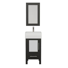 Load image into Gallery viewer, Cambridge Plumbing Vanity Brushed Nickel $779.00 Cambridge Plumbing 8137 18 Inch Solid Wood Bathroom Vanity Set, Espresso Finish with White Porcelain Vessel Sink, Includes Faucet, Drain and Mirror