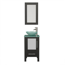Load image into Gallery viewer, Cambridge Plumbing Vanity Brushed Nickel $779.00 Cambridge Plumbing 8137B 18 Inch Solid Wood Bathroom Vanity Set, Espresso Finish with Glass Countertop and Sink, Includes Faucet, Drain and Mirror