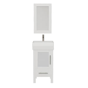 Cambridge Plumbing Vanity Brushed Nickel $779.00 Cambridge Plumbing 8137W 18 Inch Solid Wood Bathroom Vanity Set, White Finish with White Porcelain Vessel Sink, Includes Faucet, Drain and Mirror