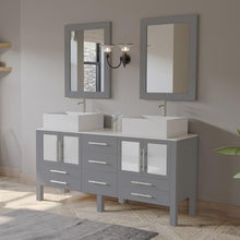 Load image into Gallery viewer, Cambridge Plumbing Vanity Brushed Nickel Cambridge Plumbing 8119G Gray 63 Inch Double Sink Porcelain Countertop Vanity Set