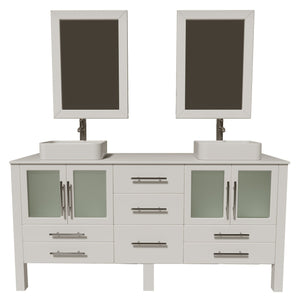 Cambridge Plumbing Vanity Brushed Nickel Cambridge Plumbing 8119XLW Complete 72" White Vanity Set with Polished Chrome Plumbin