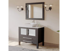Load image into Gallery viewer, Cambridge Plumbing Vanity Cambridge Plumbing 8111 36 Inch Solid Wood Bathroom Vanity Set, Espresso Finish with White Porcelain Vessel Sink, Includes Faucet, Drain and Mirror