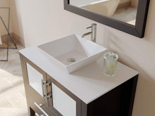 Load image into Gallery viewer, Cambridge Plumbing Vanity Cambridge Plumbing 8111 36 Inch Solid Wood Bathroom Vanity Set, Espresso Finish with White Porcelain Vessel Sink, Includes Faucet, Drain and Mirror