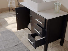 Load image into Gallery viewer, Cambridge Plumbing Vanity Cambridge Plumbing 8116 48 Inch Solid Wood Bathroom Vanity Set, Espresso Finish with White Porcelain Vessel Sink, Includes Faucet, Drain and Mirror