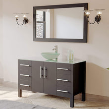 Load image into Gallery viewer, Cambridge Plumbing Vanity Cambridge Plumbing 8116B 48 Inch Solid Wood Bathroom Vanity Set, Espresso Finish with Glass Countertop and Sink, Includes Faucet, Drain and Mirror