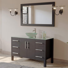 Load image into Gallery viewer, Cambridge Plumbing Vanity Cambridge Plumbing 8116B 48 Inch Solid Wood Bathroom Vanity Set, Espresso Finish with Glass Countertop and Sink, Includes Faucet, Drain and Mirror