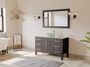 Cambridge Plumbing Vanity Cambridge Plumbing 8116B 48 Inch Solid Wood Bathroom Vanity Set, Espresso Finish with Glass Countertop and Sink, Includes Faucet, Drain and Mirror