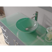 Load image into Gallery viewer, Cambridge Plumbing Vanity Cambridge Plumbing 8116B 48 Inch Solid Wood Bathroom Vanity Set, Gray Finish with Glass Countertop and Sink, Includes Faucet, Drain and Mirror