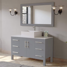 Load image into Gallery viewer, Cambridge Plumbing Vanity Cambridge Plumbing 8116G 48 Inch Solid Wood Bathroom Vanity Set, Gray Finish with White Porcelain Vessel Sink, Includes Faucet, Drain and Mirror