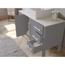 Load image into Gallery viewer, Cambridge Plumbing Vanity Cambridge Plumbing 8116G 48 Inch Solid Wood Bathroom Vanity Set, Gray Finish with White Porcelain Vessel Sink, Includes Faucet, Drain and Mirror