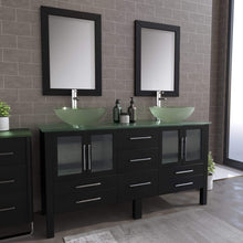 Load image into Gallery viewer, Cambridge Plumbing Vanity Cambridge Plumbing 8119B Complete 63 Inch Solid Wood Bathroom Vanity Set, Espresso Finish with Tempered Glass Countertop and Sink, Includes Faucet, Drain and Matching Vanity Mirror