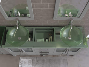 Cambridge Plumbing Vanity Cambridge Plumbing 8119B-G 63 Inch Solid Wood Bathroom Double Vanity Set, Gray Finish, Tempered Glass Countertop Includes Sinks, Faucet, Drain and Mirrors