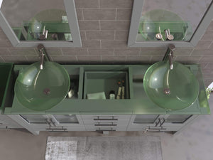 Cambridge Plumbing Vanity Cambridge Plumbing 8119B-G 63 Inch Solid Wood Bathroom Double Vanity Set, Gray Finish, Tempered Glass Countertop Includes Sinks, Faucet, Drain and Mirrors