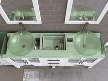 Load image into Gallery viewer, Cambridge Plumbing Vanity Cambridge Plumbing 8119BW Complete 63 Inch Solid Wood Bathroom Vanity Set, White Finish with Tempered Glass Countertop and Sink, Includes Faucet, Drain and Matching Vanity Mirror