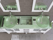 Load image into Gallery viewer, Cambridge Plumbing Vanity Cambridge Plumbing 8119BW Complete 63 Inch Solid Wood Bathroom Vanity Set, White Finish with Tempered Glass Countertop and Sink, Includes Faucet, Drain and Matching Vanity Mirror