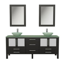 Load image into Gallery viewer, Cambridge Plumbing Vanity Cambridge Plumbing 8119BXL 71 Inch Solid Wood and Glass Double Vessel Sink Vanity Set, Espresso, Polished Chrome