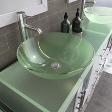 Load image into Gallery viewer, Cambridge Plumbing Vanity Cambridge Plumbing 8119BXLW 72 Inch Solid Wood Bathroom Vanity Set, White Finish with Tempered Glass Countertop and Sinks, Includes Faucet, Drain and  Mirrors