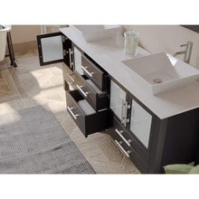 Load image into Gallery viewer, Cambridge Plumbing Vanity Cambridge Plumbing 8119XLF-BN 71 Inch Solid Wood Bathroom Vanity Is Compete with A White Porcelain Counter Top and Two Matching White Vessel Sinks, Two Mirrors, and Faucets and Drains