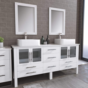 Cambridge Plumbing Vanity Cambridge Plumbing 8119XLW Complete 72" White Vanity Set with Polished Chrome Plumbin