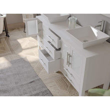 Load image into Gallery viewer, Cambridge Plumbing Vanity Cambridge Plumbing 8119XLWF-CP 71 Inch Solid Wood Vanity with A Porcelain Counter Top and Two Matching Vessel Sinks, Two Long-Stemmed Faucets and Drains