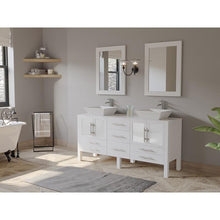 Load image into Gallery viewer, Cambridge Plumbing Vanity Cambridge Plumbing 8119XLWF-CP 71 Inch Solid Wood Vanity with A Porcelain Counter Top and Two Matching Vessel Sinks, Two Long-Stemmed Faucets and Drains