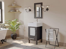 Load image into Gallery viewer, Cambridge Plumbing Vanity Cambridge Plumbing 8137 18 Inch Solid Wood Bathroom Vanity Set, Espresso Finish with White Porcelain Vessel Sink, Includes Faucet, Drain and Mirror