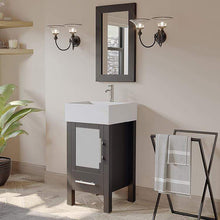 Load image into Gallery viewer, Cambridge Plumbing Vanity Cambridge Plumbing 8137 18 Inch Solid Wood Bathroom Vanity Set, Espresso Finish with White Porcelain Vessel Sink, Includes Faucet, Drain and Mirror