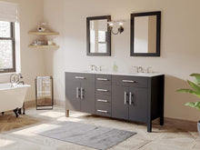 Load image into Gallery viewer, Cambridge Plumbing Vanity Cambridge Plumbing 8162 Complete 72 Inch Solid Wood Bathroom Vanity Set, Espresso Finish with White Porcelain Countertop and Sink, Includes Faucet, Drain and Matching Vanity Mirror