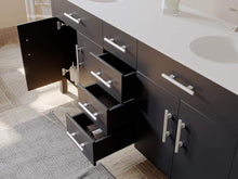 Load image into Gallery viewer, Cambridge Plumbing Vanity Cambridge Plumbing 8162 Complete 72 Inch Solid Wood Bathroom Vanity Set, Espresso Finish with White Porcelain Countertop and Sink, Includes Faucet, Drain and Matching Vanity Mirror