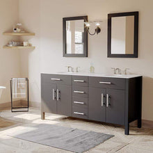 Load image into Gallery viewer, Cambridge Plumbing Vanity Cambridge Plumbing 8162 Complete 72 Inch Solid Wood Bathroom Vanity Set, Espresso Finish with White Porcelain Countertop and Sink, Includes Faucet, Drain and Matching Vanity Mirror