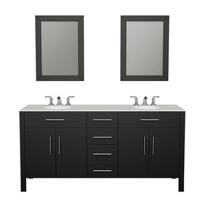 Cambridge Plumbing Vanity Cambridge Plumbing 8162 Complete 72 Inch Solid Wood Bathroom Vanity Set, Espresso Finish with White Porcelain Countertop and Sink, Includes Faucet, Drain and Matching Vanity Mirror