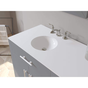 Cambridge Plumbing Vanity Cambridge Plumbing 8162G Complete 72 Inch Solid Wood Bathroom Vanity Set, Gray Finish with White Porcelain Countertop and Sink, Includes Faucet, Drain and Matching Vanity Mirror