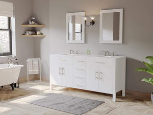 Cambridge Plumbing Vanity Cambridge Plumbing 8162W 72 Inch White Solid Wood and Porcelain Double Vanity Set